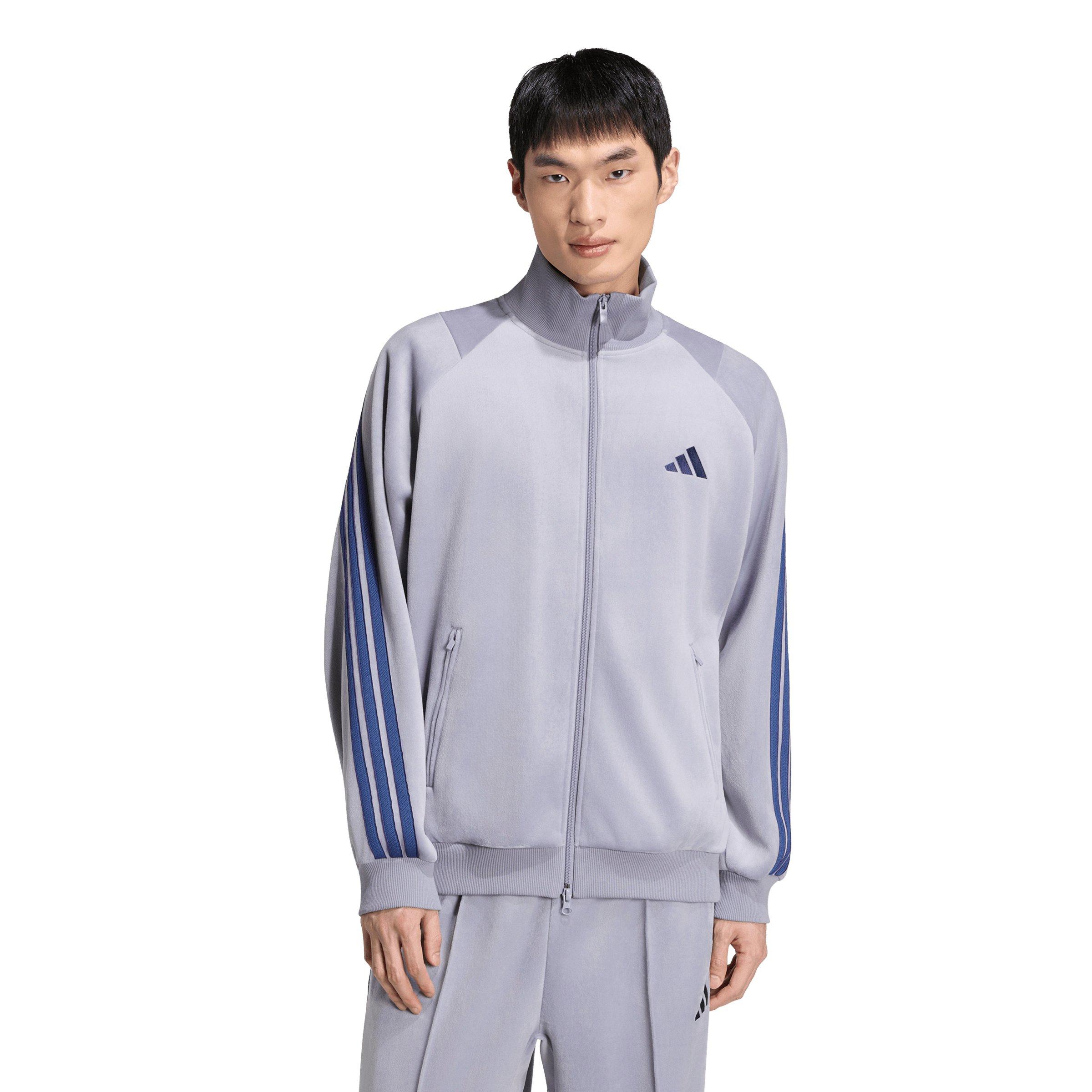 adidas Men's Stadium Loose Fit Velour Tracktop - Slate - SLATE